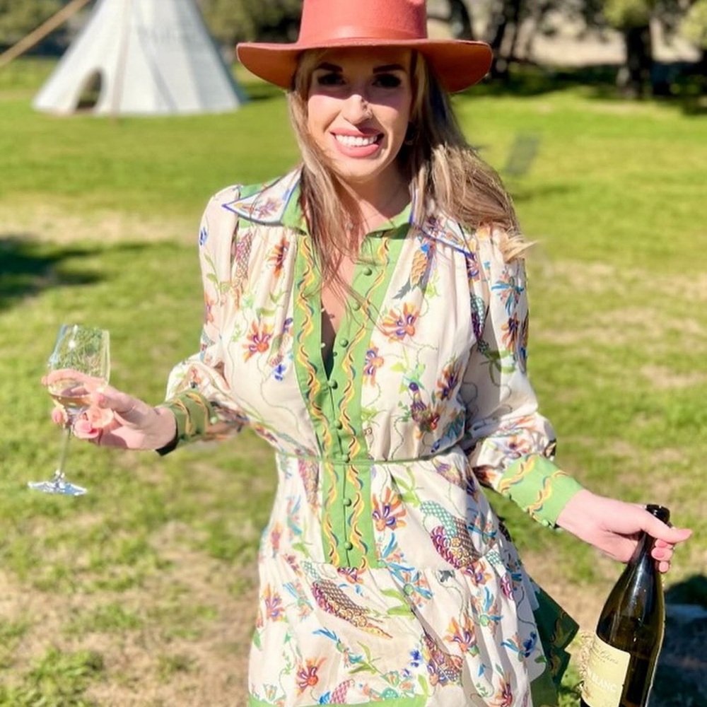 Floral Green and Cream Women's Dress